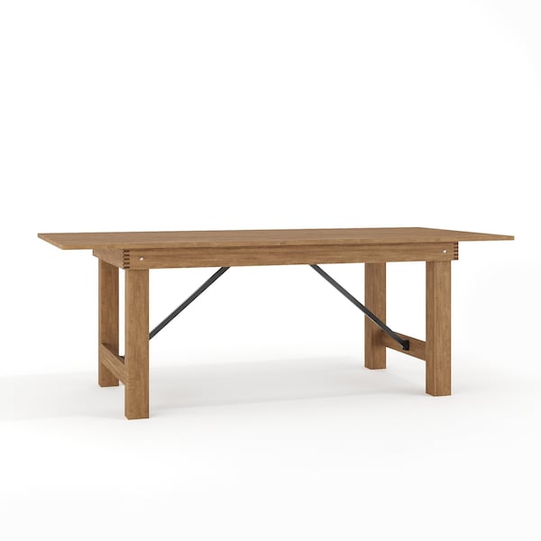 Flash Furniture Rectangle FarmTable, Antique, Rustic, Foldng, 84"X40", Wood, Wood Grain XA-F-84X40-GG - main